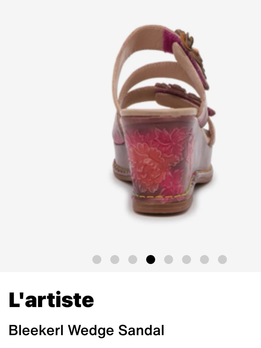 L'ATISTE Multicolor Floral Leather Wedge Sandal WORN ONCE - Picture 4 of 10
